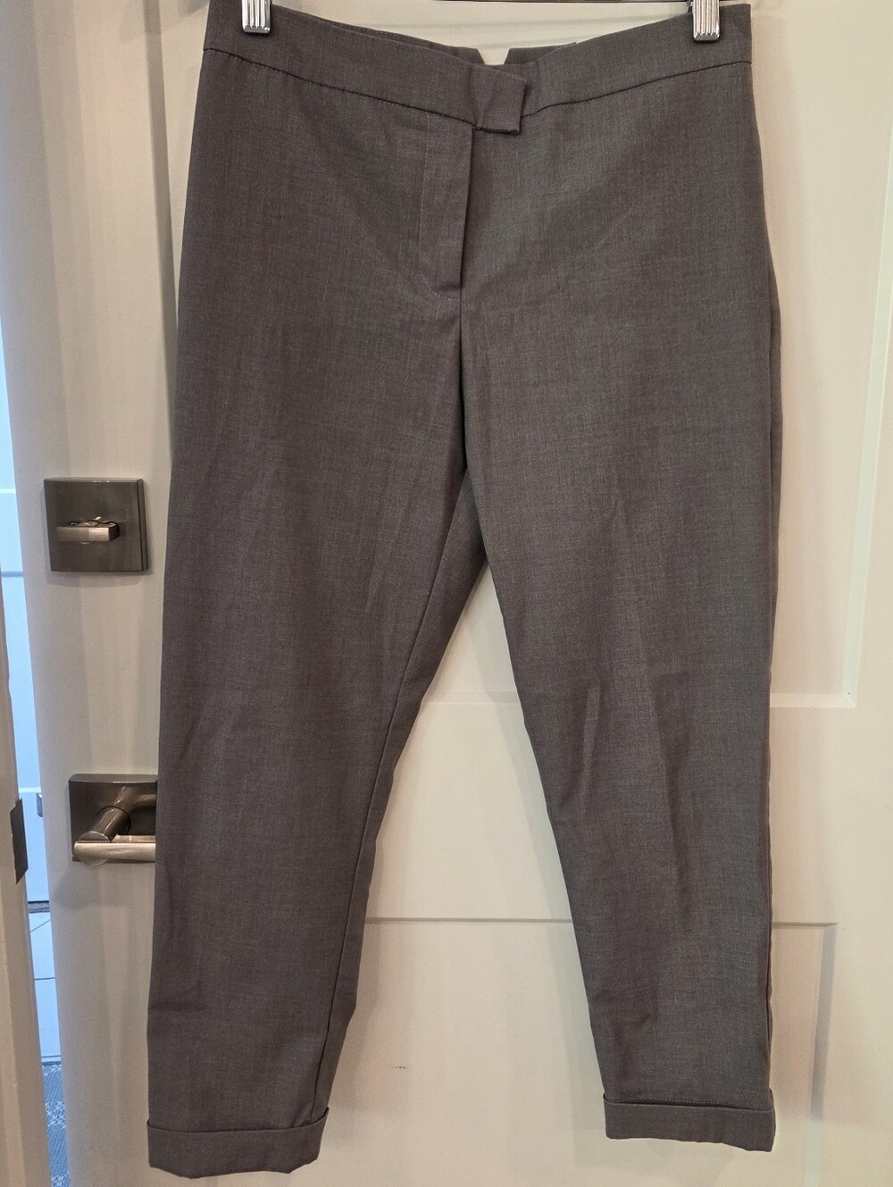 Thom Browne Women's Gray Cropped Cuffed Dress Pants  2 Preppy Luxxe Minimalist